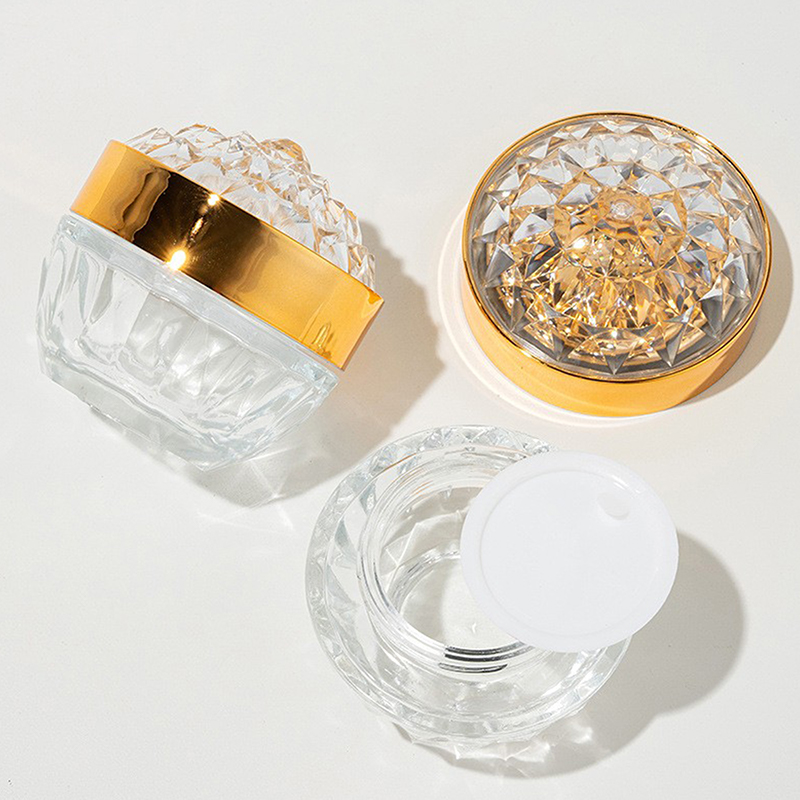 Luxury Skincare Containers - ขวดครีมแก้วหรูหรา 50 กรัม พร้อมฝาปิดอะคริลิค สำหรับใส่ครีมบำรุงผิว ขวดโลชั่นพกพาสำหรับครีมและโลชั่น