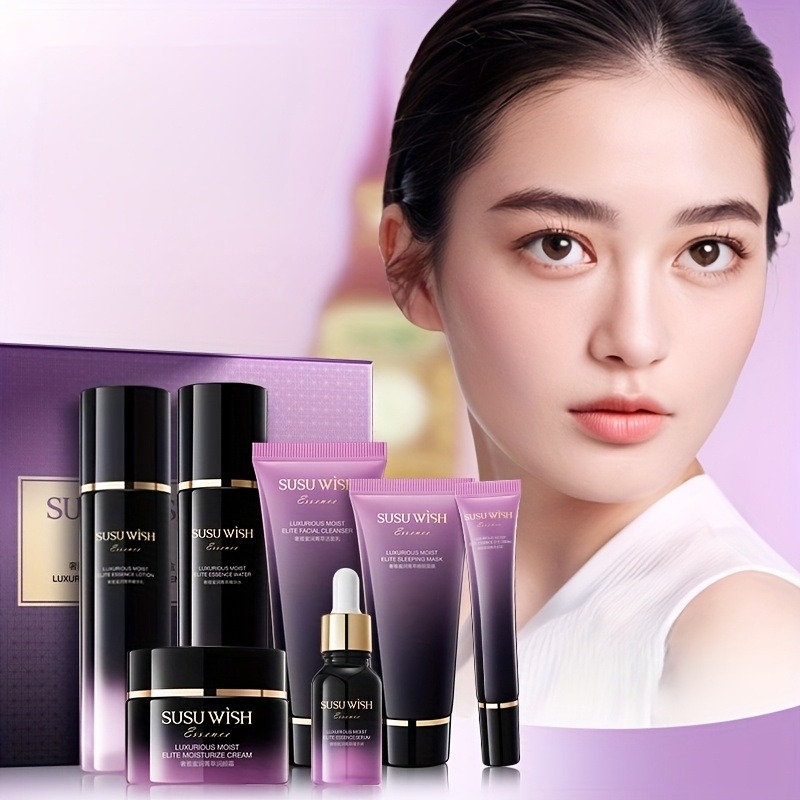Luxury Skincare Ingredients - ชุดเอสเซนส์บำรุงผิว 9 ชิ้น หรูหราและสง่างาม ประกอบด้วย คลีนซิ่งมิลค์,