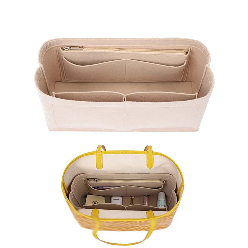 Luxury Skincare Products - Felt ใส่กระเป๋าเครื่องสําอางค์ใส่สําหรับ Goyard Tote,กระเป๋าแต่งหน้าพร้อมซิป, กระเป๋าด้านใน Fit