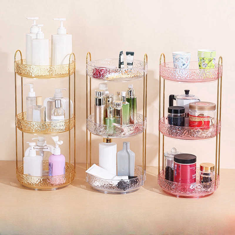 Luxury Skincare Containers - 1ชิ้นกล่องเก็บของบนโต๊ะใส่เครื่องสำอางแบบหมุนได้หรูหราหรูหราเก็บ kuas Rias ได้ระดับไฮเอนด์ลิปสติกน้ำสลัดเครื่องสำอาง
